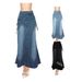 Verve New Women's Fashion Artistic Style Patchwork Flared Casual Denim Mermaid Midi Skirt For Women_ecoleips.com