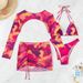 Women's Tie-Dye 4-Piece Bikini Set with Adjustable Swimsuit Cover-Up Skirt And Top Comfortable And Secure Fit for Beach Pool_ecoleips.com