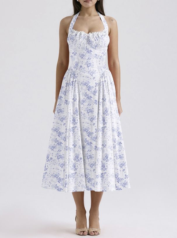 2025 Summer New Slim Fit Camisole Long Dress, Fashionable Printed Neck Hanging Lace Dress_ecoleips.com