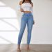 Women's Clothing Elastic High Waist Slimming Small Straight Pants_ecoleips.com