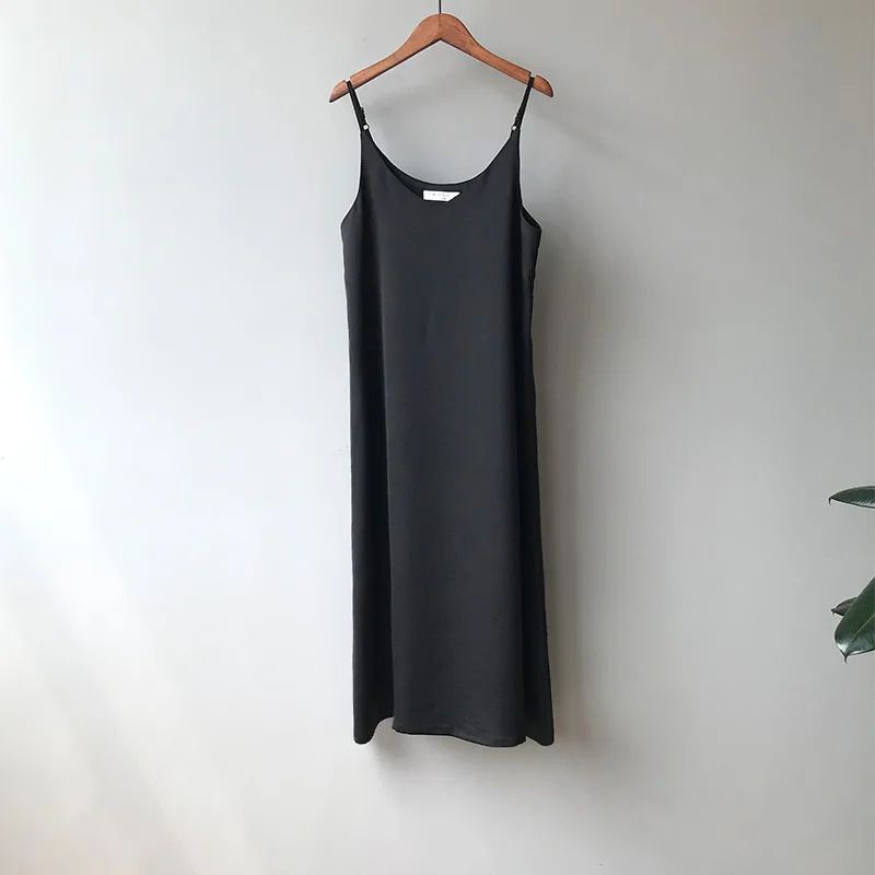 Spring/Summer Retro Satin Long Dress European American Style 2025 Feminine Base Layer Slip Dress French Style_ecoleips.com