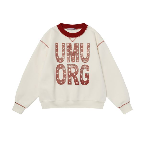 T1132 High-end Street Style American Retro Women's Loose-fit Sweatshirt With Letter Pattern And Slimming Design, Round_ecoleips.com