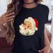 Merry Christmas Tree Santa Claus Loose Women's Vintage Fashion Round Neck Short Sleeve T-Shirt For Women_ecoleips.com