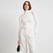 Women's Clothing High Neck Mesh Splicing Slim Elastic Temperament Long Sleeved Jumpsuit Tops_ecoleips.com