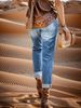 Women's Clothing Casual Washed Hole Straight Street Style Non Stretch Jeans_ecoleips.com