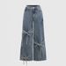 Women's Clothing Hot Girl Collage Bow Jeans Women's Straight Pants Loose Trousers Ins Style_ecoleips.com