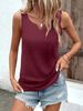 Casual Women's Sleeveless V Neck Tank Top Loose Fit Lightweight Breathable Blouse For Summer Beach Vacation Office Daily Wear_ecoleips.com