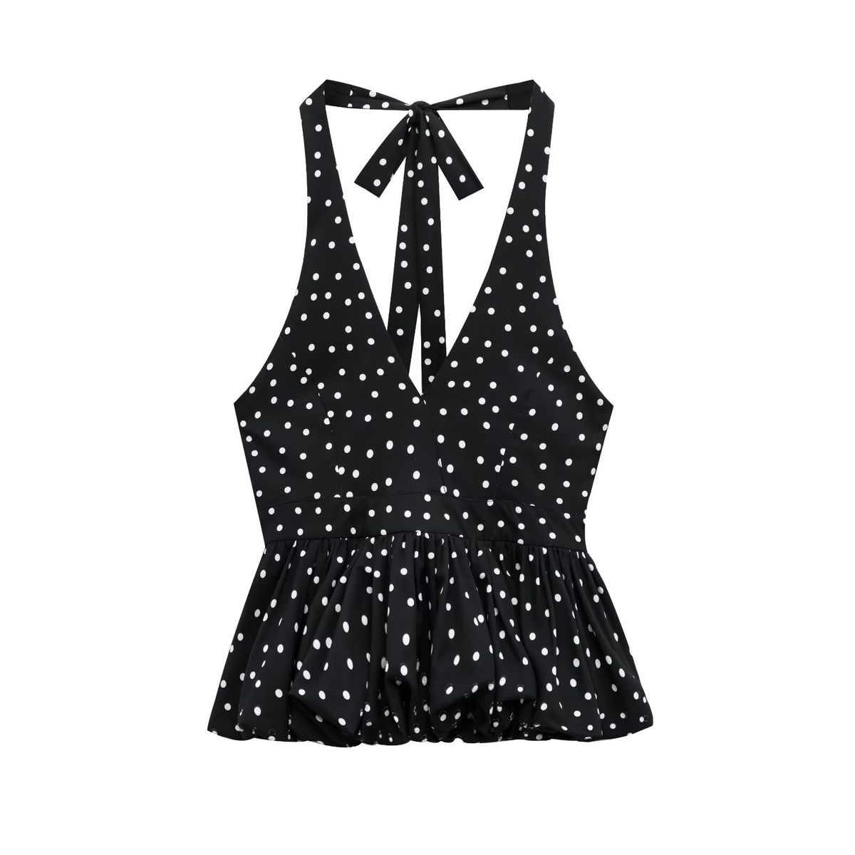 U Cross-border European And American Style 2026 New Fashionable Elegant Women's Wholesale Polka Dot Halter Neck Tie_ecoleips.com