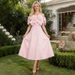 Women's French Style Long Dress Elegant Off-Shoulder Floral Patchwork High-End Spring Fashion 2026_ecoleips.com