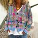 Women's Casual Cape Jacket Cardigan Sweater Abstract Print Christmas Theme Fashion Top_ecoleips.com