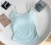 Adjustable Camisole Top For Women Creamy Yellow Pleated Waist Bra Padded Summer Wear Flattering Back Short Inner Tank Top_ecoleips.com