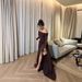 Women's Strapless Lace Patchwork Dress European American Style Spring Summer Long Sleeve Full Skirt Elegant Retro Clothing_ecoleips.com