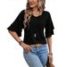 2025 New U-shaped Ruffle Edge Fashionable Temperament Women's Top T-shirt_ecoleips.com