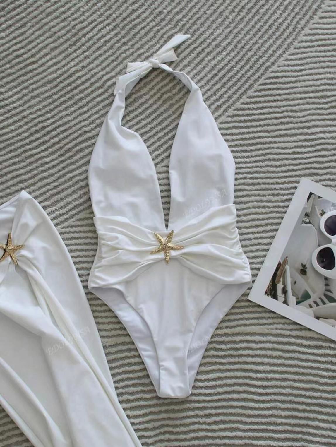 Women's Clothing New Sexy Bikini One Piece Swimsuit Swimsuit Female Solid Color_ecoleips.com