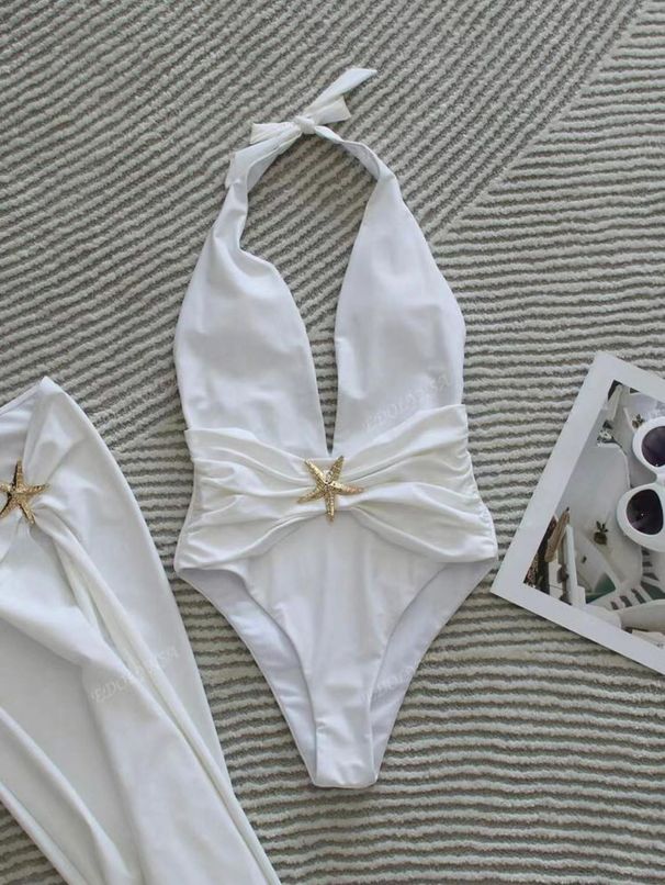 Women's Clothing New Sexy Bikini One Piece Swimsuit Swimsuit Female Solid Color_ecoleips.com