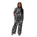 Women's Clothing Women's Printed Collared Trousers Set High Waisted Wide Leg Trousers Open Front Top Summer Fashion Elastic Short Sleeved_ecoleips.com