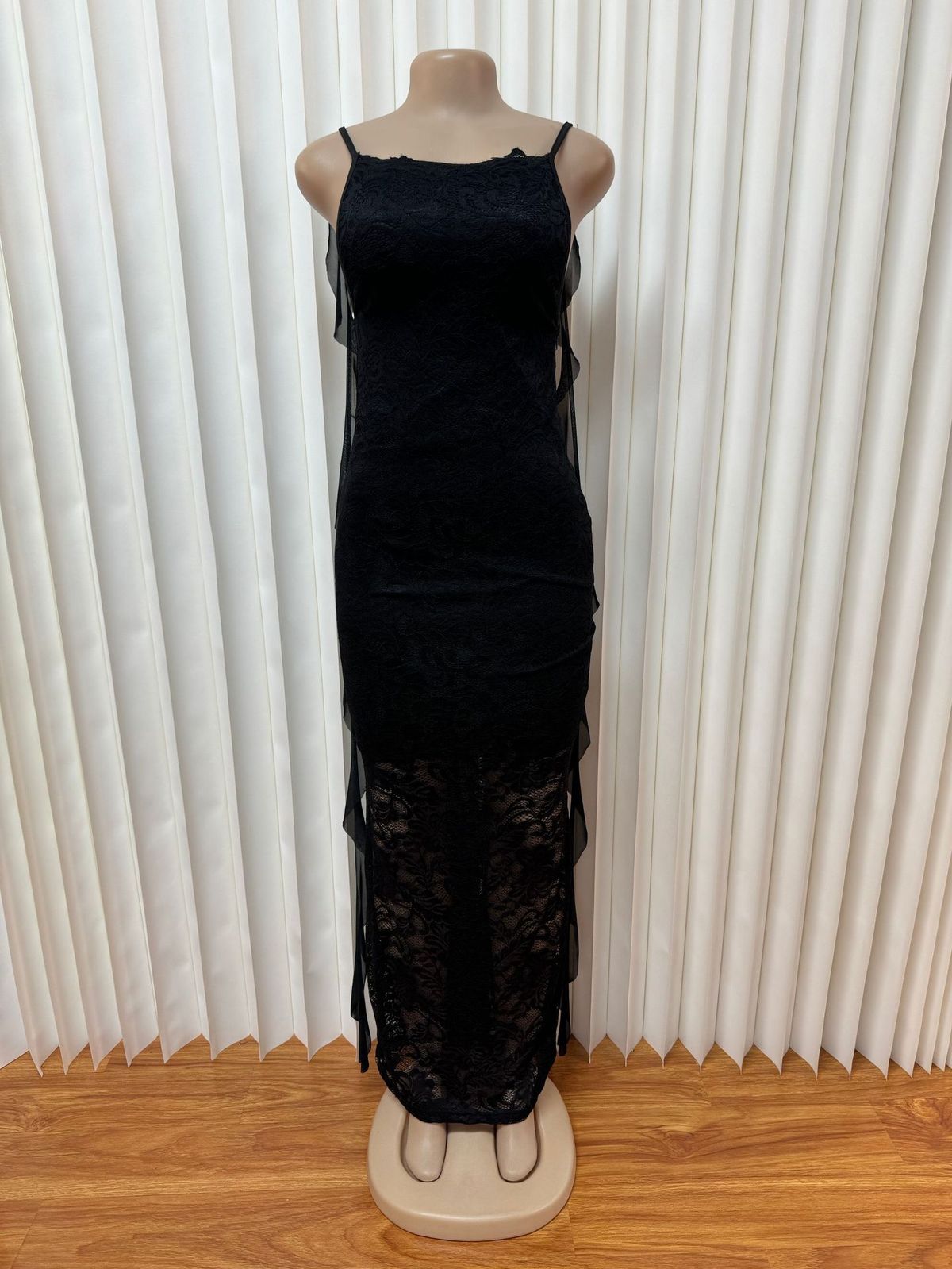 Women's Backless Maxi Dress With Flowing Tie Straps - Elegant Sheer Bodycon Evening Gown, Sexy Slit Long Dress For Parties_ecoleips.com