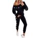 Women's Clothing women's casual fashion slim long sleeved off shoulder top + pants two piece suit_ecoleips.com