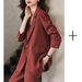 Women's Clothing Red simple fashion suit suit women's suit jacket high waist straight fashion_ecoleips.com