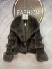 Elegant Short Faux Fur Coat With Fox Collar - Stylish Winter Outerwear For Women, Cropped Jacket With Flowy Sleeves, Chic And Luxe_ecoleips.com