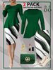 Women's Plus Size Elegant Two Piece Set With Irregular Hem Round Neck Long Sleeve Pullover Top And Slim Fit Skirt_ecoleips.com