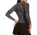 Women's Glossy Sheer Knit Long Sleeve Top – Slim Fit Round Neck Shimmer Blouse For Layering_ecoleips.com