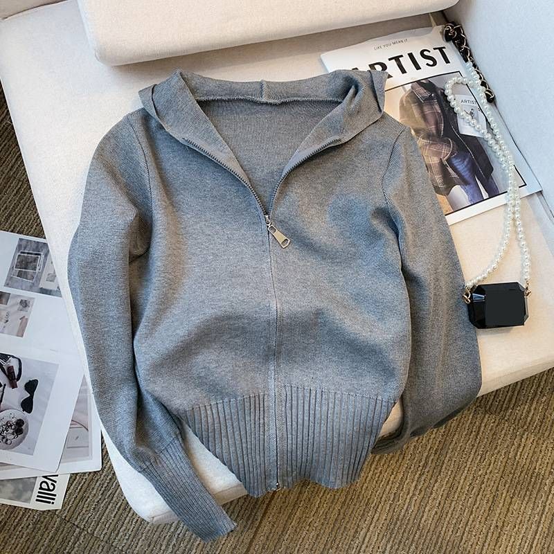 Women's Clothing Women's Slimming Hooded Zip Up Top Style Striped Design For Autumn For Formal & Casual For Women_ecoleips.com