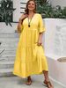 Plus Size Summer Solid Color Textured Loose Dress_ecoleips.com