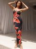 Tossy Summer Printed Maxi Dress For Women Backless Fashion Slim High Waist Spaghetti Dress Holiday Patchwork Female Long Dress_ecoleips.com