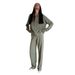 Women's Knitted Cardigan Sweater Set With Wide Leg Trousers Zip Up American Style Fashion Autumn Winter_ecoleips.com