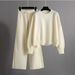 Women's Casual Knit Sweater Wide Leg Pants Set Cozy Autumn Winter Outfit Loose Fit Comfortable Stretch Fabric_ecoleips.com