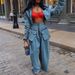 Women's Clothing Fashion Loose Casual Short Jacket Wide Leg Trousers Denim Suit Women's Two Piece Suit_ecoleips.com