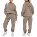 Women's Fleece Hoodie & Jogger Set - Long Sleeve Pullover Sweatshirt With Pockets, Streetwear Loungewear (Black/Light Grey/Dark Grey/Pink/Khaki)_ecoleips.com