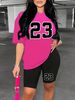 Summer Women's Casual Fashion 23 Letter Graphic Print Loose T-shirt Shorts Two-piece Set Sportswear Suitable For Daily Wear-144_ecoleips.com
