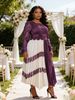 Elegant Pleated Dress for Women round Neck Printed Belt Embellished European American Style Spring Women's Clothing_ecoleips.com