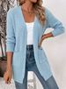Women Soft Skin-Friendly Breathable Chunky Knit Cardigan Open Front V Neck Long Sleeve Oversized Loose Pocket Mid Length Knit Coat_ecoleips.com