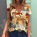 Women's Retro Western Cowboy Print V Neck Short Sleeve T-Shirt European American Style Top_ecoleips.com