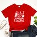 European And American Cross-border Foreign Trade Women's Clothing Christmas-themed Round-neck Printed Short-sleeve_ecoleips.com