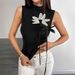 European And American Women's Clothing New Slim Heavy Three Dimensional Flower Knitting Tanks_ecoleips.com