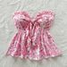 Women's Casual Floral Print Top Pink Spring/Summer New Resort Front Tie up Ruffle European American Style_ecoleips.com