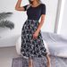 Women's Clothing Spring And Summer Casual Leaf High Waist Pleated Mid Length Dress_ecoleips.com