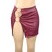 2025 Nightclub Women's Matte Bodycon Dress PU Leather Metal Ring Sexy Mini Skirt With Slit_ecoleips.com