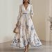 Women’s Flowy Long-Sleeve Printed Maxi Dress – Boho Chic & Elegant Tiered Dress For Casual & Special Occasions_ecoleips.com