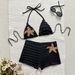 Women's Clothing Style Sexy Star Print Bikini Two-Piece Swimsuit For Beach Vacation Women's Swimwear Quick-Dry Polyester, Modest Coverage_ecoleips.com