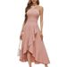2026 New Halter Neck Ruffle Hem Women Formal Dress_ecoleips.com