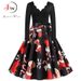 Women Vintage Long Sleeve Christmas Dress Winter Swing Elegant Lacework Party Dress Robe Casual Black Print New Year_ecoleips.com