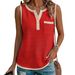 Summer Women's Casual Solid Color Waffle Patchwork Vest Fashionable American Style New_ecoleips.com