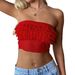 KAIKUO European And American Y2K Style Sexy Bandeau Top T-shirt Women's Clothing 2025 Summer Foreign Trade_ecoleips.com