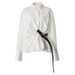 New Pleated Waist Shirt White Casual Design Belt Fashion Temperament Midi Top_ecoleips.com