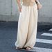 Lightweight Linen-Blend Wide-Leg Pants For Women, Boho Chic Paperbag Waist Palazzo Trousers, Comfortable Linen Look Breathable Casual Summer Trousers_ecoleips.com